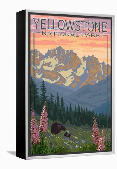 Spring Flowers, Yellowstone National Park-Lantern Press-Framed Stretched Canvas