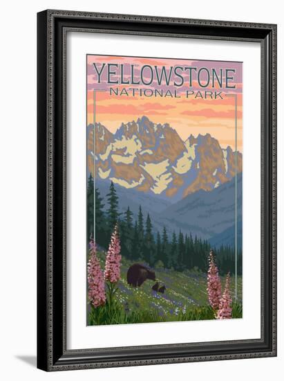 Spring Flowers, Yellowstone National Park-Lantern Press-Framed Art Print