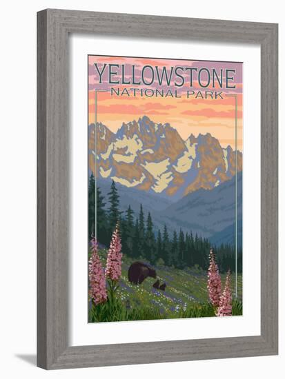 Spring Flowers, Yellowstone National Park-Lantern Press-Framed Premium Giclee Print