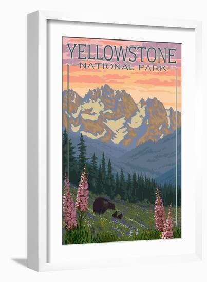 Spring Flowers, Yellowstone National Park-Lantern Press-Framed Premium Giclee Print