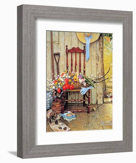 Spring Flowers-Norman Rockwell-Framed Giclee Print