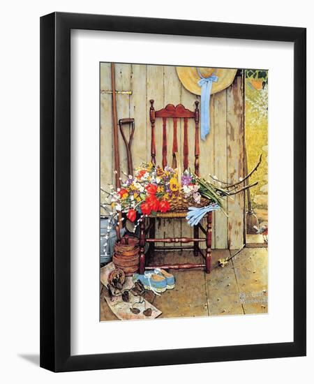 Spring Flowers-Norman Rockwell-Framed Giclee Print