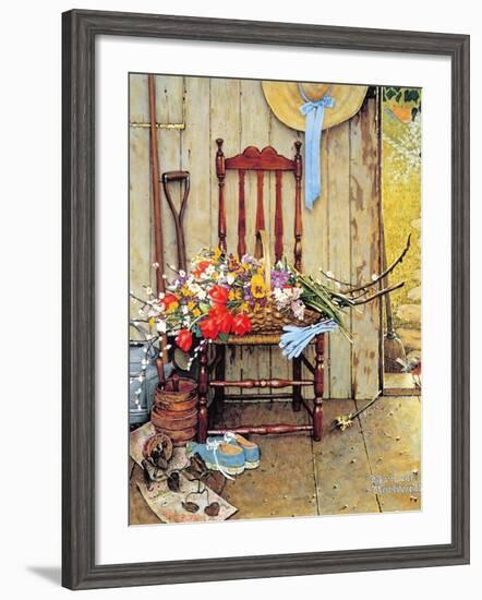 Spring Flowers-Norman Rockwell-Framed Giclee Print