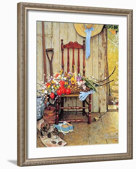 Spring Flowers-Norman Rockwell-Framed Giclee Print