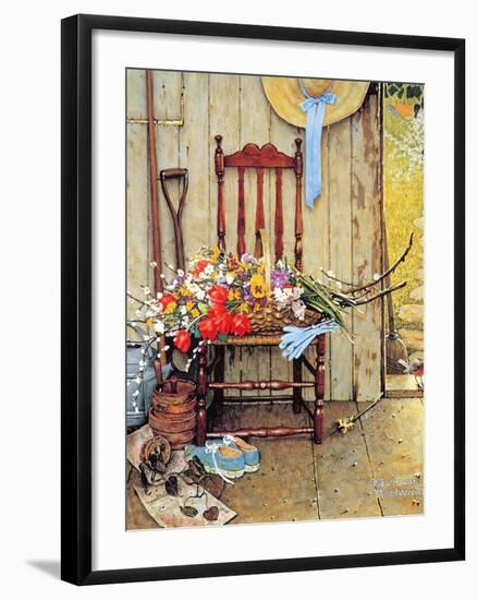 Spring Flowers-Norman Rockwell-Framed Giclee Print