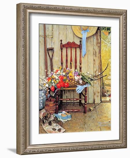 Spring Flowers-Norman Rockwell-Framed Premium Giclee Print