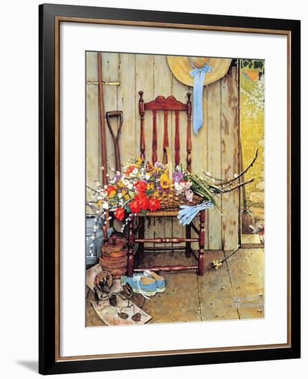 Spring Flowers-Norman Rockwell-Framed Premium Giclee Print