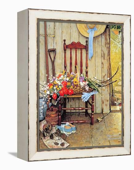 Spring Flowers-Norman Rockwell-Framed Premier Image Canvas