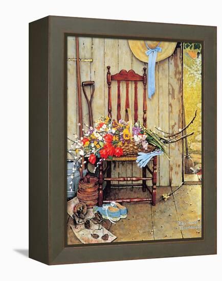 Spring Flowers-Norman Rockwell-Framed Premier Image Canvas