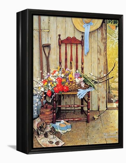 Spring Flowers-Norman Rockwell-Framed Premier Image Canvas