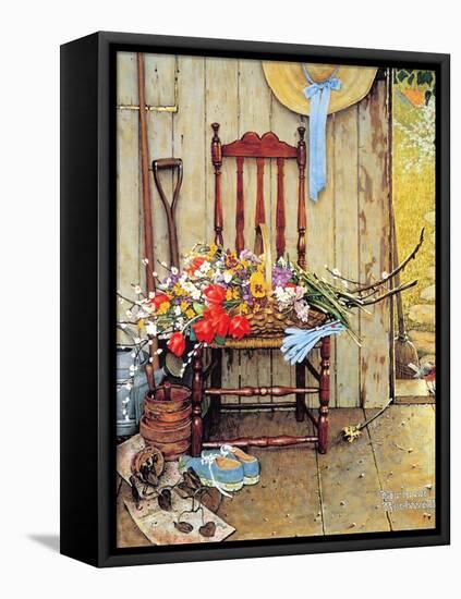 Spring Flowers-Norman Rockwell-Framed Premier Image Canvas