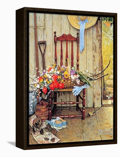 Spring Flowers-Norman Rockwell-Framed Premier Image Canvas