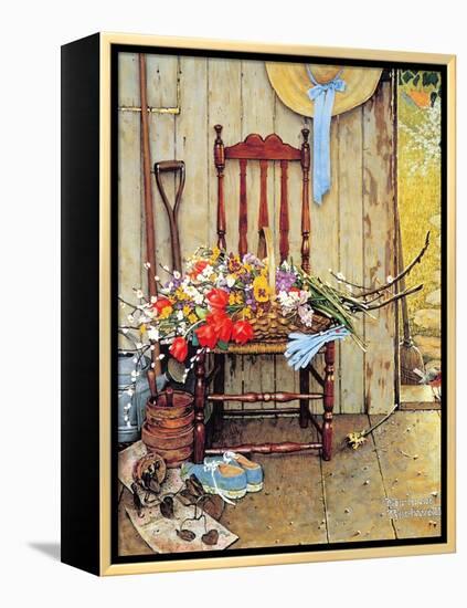 Spring Flowers-Norman Rockwell-Framed Premier Image Canvas