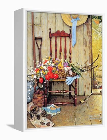 Spring Flowers-Norman Rockwell-Framed Premier Image Canvas