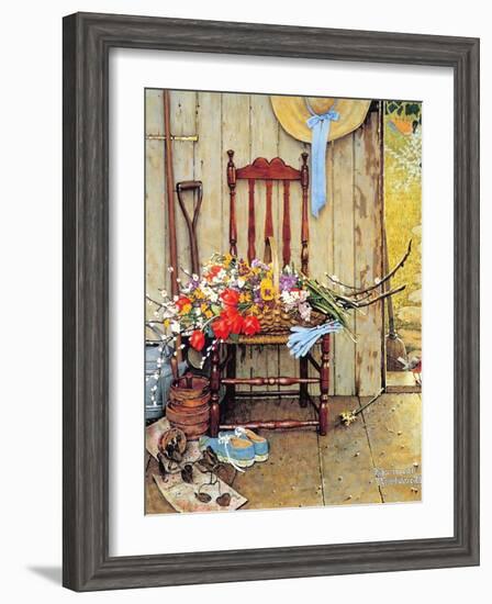 Spring Flowers-Norman Rockwell-Framed Giclee Print