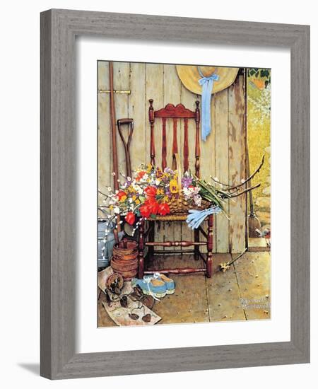 Spring Flowers-Norman Rockwell-Framed Giclee Print