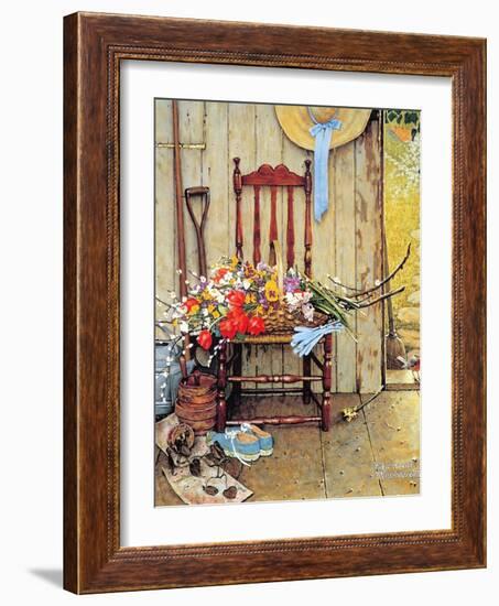 Spring Flowers-Norman Rockwell-Framed Giclee Print