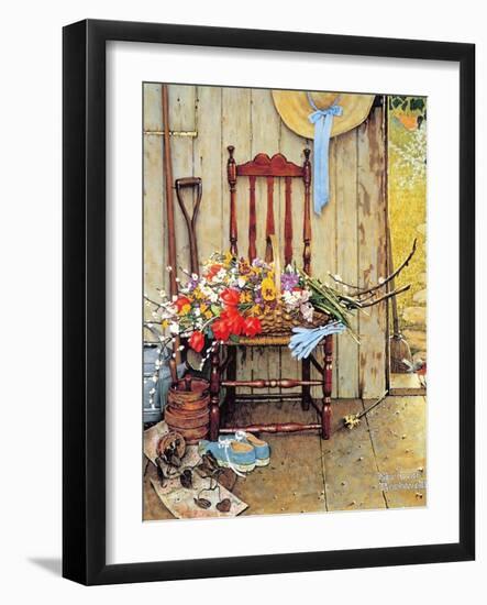 Spring Flowers-Norman Rockwell-Framed Giclee Print