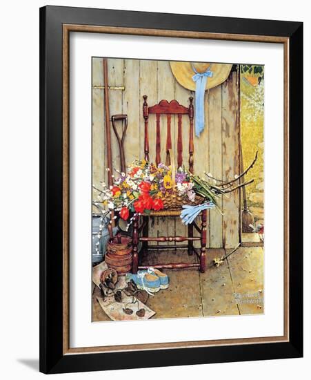 Spring Flowers-Norman Rockwell-Framed Giclee Print