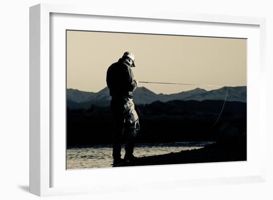 Spring Fly Fishing At Dusk Outside Of Fairplay Colorado The Mosquito Range Looms In The Background-Liam Doran-Framed Photographic Print