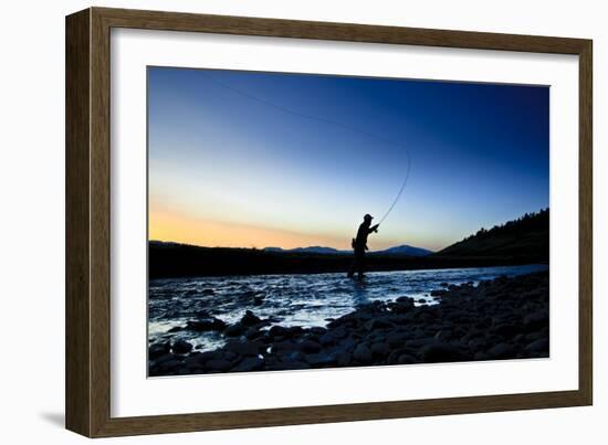 Spring Fly Fishing At Dusk Outside Of Fairplay Colorado The Mosquito Range Looms In The Background-Liam Doran-Framed Photographic Print