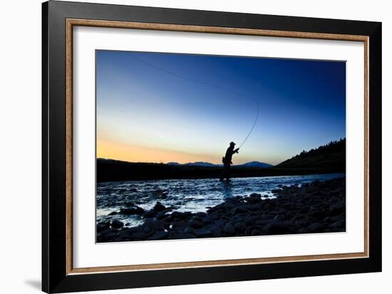 Spring Fly Fishing At Dusk Outside Of Fairplay Colorado The Mosquito Range Looms In The Background-Liam Doran-Framed Photographic Print