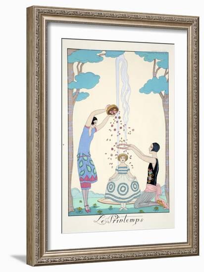 Spring, from 'Falbalas and Fanfreluches, Almanach des Modes Présentes, Passées et Futures', 1926-Georges Barbier-Framed Giclee Print