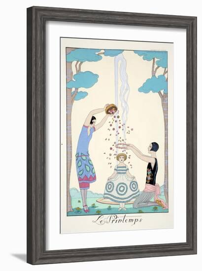 Spring, from 'Falbalas and Fanfreluches, Almanach des Modes Présentes, Passées et Futures', 1926-Georges Barbier-Framed Giclee Print