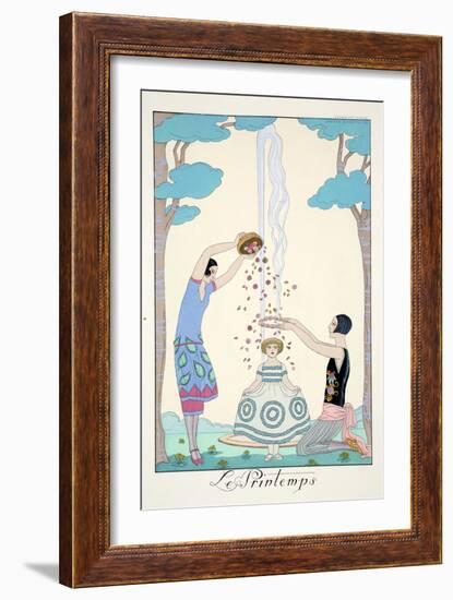 Spring, from 'Falbalas and Fanfreluches, Almanach des Modes Présentes, Passées et Futures', 1926-Georges Barbier-Framed Giclee Print