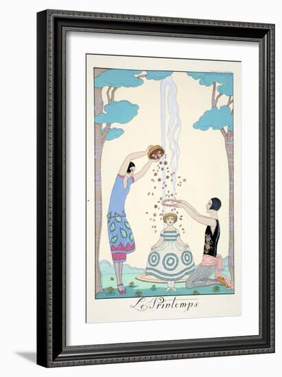 Spring, from 'Falbalas and Fanfreluches, Almanach des Modes Présentes, Passées et Futures', 1926-Georges Barbier-Framed Giclee Print