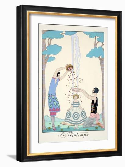 Spring, from 'Falbalas and Fanfreluches, Almanach des Modes Présentes, Passées et Futures', 1926-Georges Barbier-Framed Giclee Print