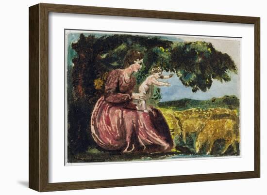 Spring, from 'Songs of Innocence', 1789 (Coloure-Printed Relief Etching with W/C on Paper)-William Blake-Framed Giclee Print