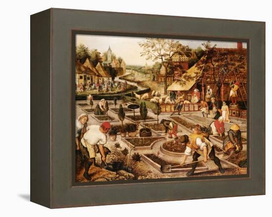 Spring: Gardeners, Sheep Shearers and Peasants Merrymaking-Pieter Bruegel the Elder-Framed Premier Image Canvas