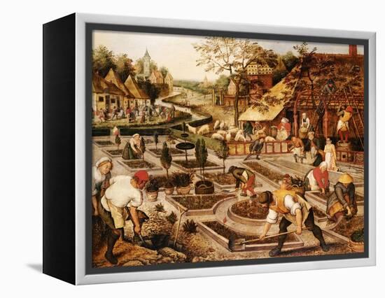 Spring: Gardeners, Sheep Shearers and Peasants Merrymaking-Pieter Bruegel the Elder-Framed Premier Image Canvas