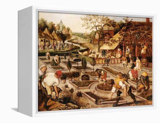 Spring: Gardeners, Sheep Shearers and Peasants Merrymaking-Pieter Bruegel the Elder-Framed Premier Image Canvas