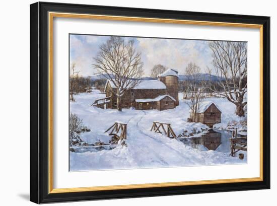 Spring House by the Bridge-Jack Wemp-Framed Giclee Print