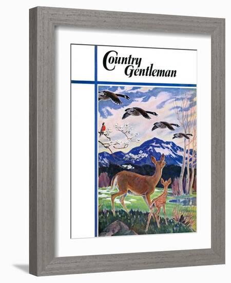 "Spring in the Meadow," Country Gentleman Cover, March 1, 1938-Paul Bransom-Framed Giclee Print