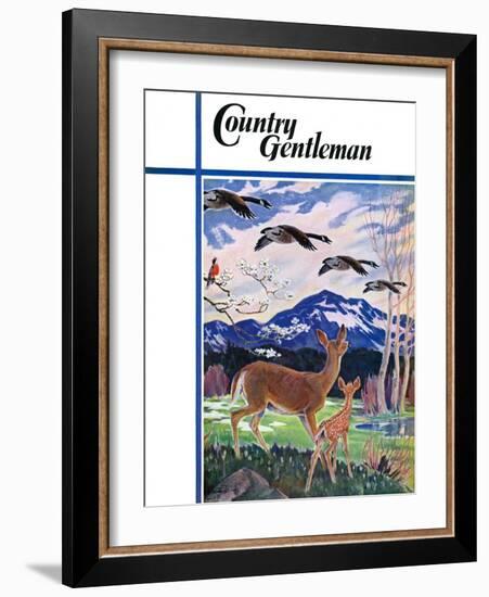 "Spring in the Meadow," Country Gentleman Cover, March 1, 1938-Paul Bransom-Framed Giclee Print