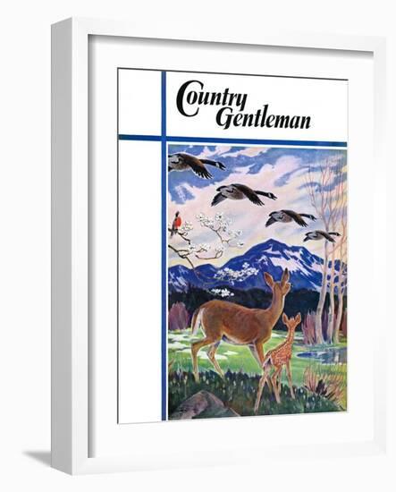 "Spring in the Meadow," Country Gentleman Cover, March 1, 1938-Paul Bransom-Framed Giclee Print