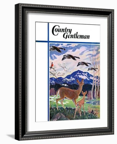 "Spring in the Meadow," Country Gentleman Cover, March 1, 1938-Paul Bransom-Framed Giclee Print