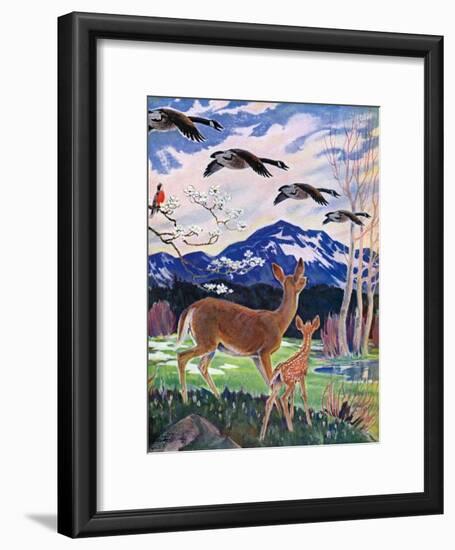 "Spring in the Meadow,"March 1, 1938-Paul Bransom-Framed Giclee Print