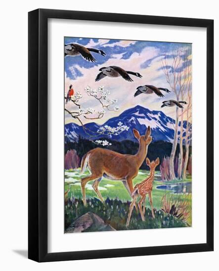 "Spring in the Meadow,"March 1, 1938-Paul Bransom-Framed Giclee Print