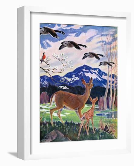 "Spring in the Meadow,"March 1, 1938-Paul Bransom-Framed Giclee Print