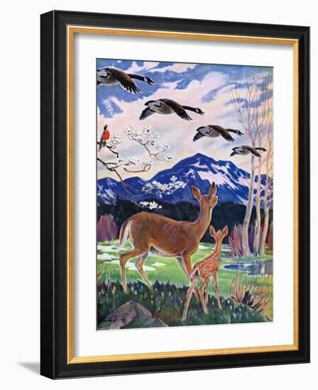 "Spring in the Meadow,"March 1, 1938-Paul Bransom-Framed Giclee Print