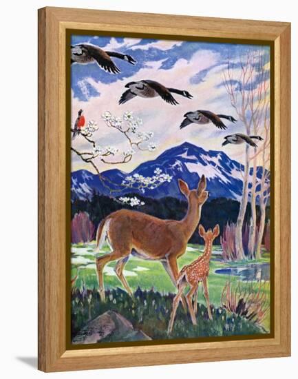 "Spring in the Meadow,"March 1, 1938-Paul Bransom-Framed Premier Image Canvas