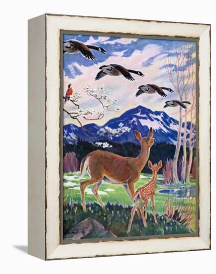 "Spring in the Meadow,"March 1, 1938-Paul Bransom-Framed Premier Image Canvas