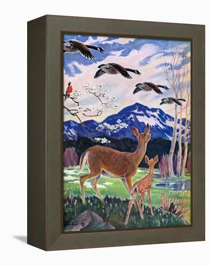 "Spring in the Meadow,"March 1, 1938-Paul Bransom-Framed Premier Image Canvas