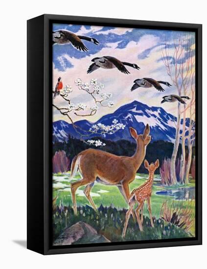 "Spring in the Meadow,"March 1, 1938-Paul Bransom-Framed Premier Image Canvas