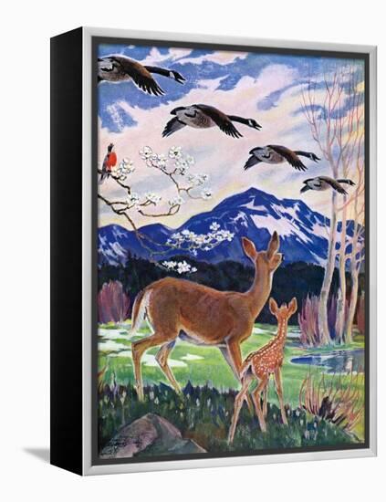 "Spring in the Meadow,"March 1, 1938-Paul Bransom-Framed Premier Image Canvas