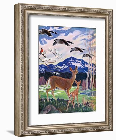 "Spring in the Meadow,"March 1, 1938-Paul Bransom-Framed Giclee Print